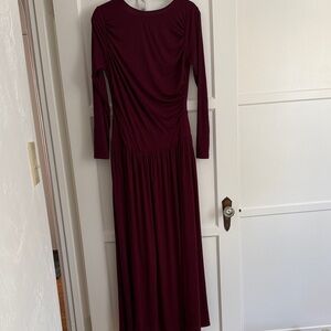 Halara Burgundy Long Sleeve Maxi Dress with pockets